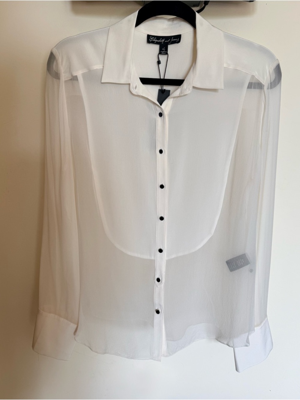 Elizabeth and James Ivory Collared Sheer tuxedo Button-Up Shirt